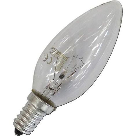 Ampoule à incandescence bougie transparente 60w e14 pour usage industriel uniquement
