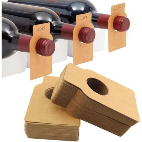 Lot de 100 Étiquettes en Papier Kraft pour Bouteille de Vin, Porte-Bouteille, Champagne, Boisson - Marron (1/5)