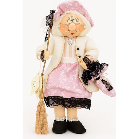 Befana "Isabella" da collezione in tessuto artigianale decorazione per epifania (1/4)