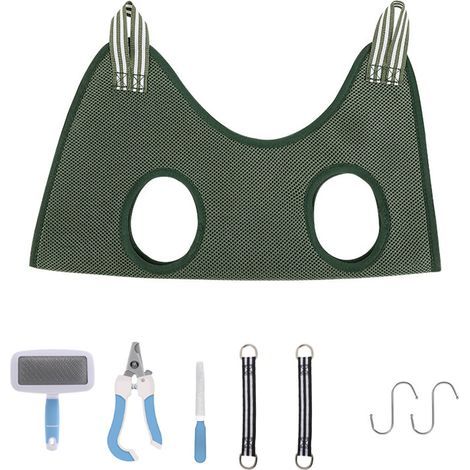 Kit de toilettage complet avec hamac suspendu pour chien et chat, taille M, 8 accessoires inclus, couleur verte (1/5)
