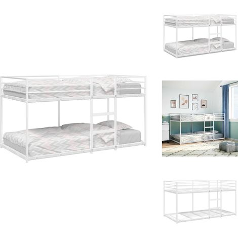 Lit superposé sans matelas blanc 100x200 cm acier - Lit Superposé - Lits Superposés - Cadre De Lit - Lit Mezzanine (1/5)