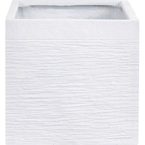 Vaso da giardino per esterni geometrico quadrato in pietra 40x40x38 cm bianco Paros
