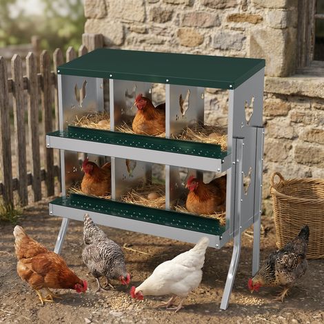 Jiubiaz Caja para huevos, caja metálica de dos pisos con 6 compartimentos, equipada con guantes (1/5)