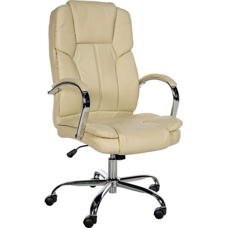 Fauteuil de bureau XXL Xanthos en Similicuir avec une capacité de charge de 210 kg Crème
