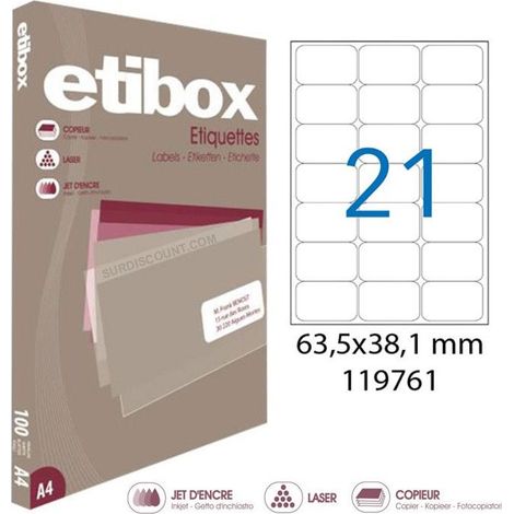 Boite De 2100 Étiquettes - Format 63,5X38,1Mm - Etibox - Apli 119761 (1/5)