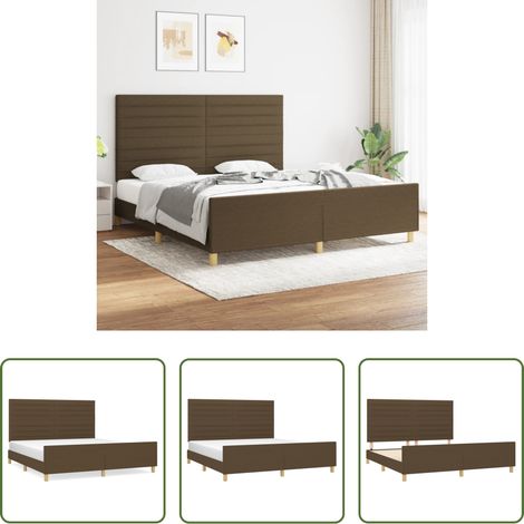 Kopfteil - Bettgestell ohne Matratze Dunkelbraun 180x200 cm Stoff (1/5)