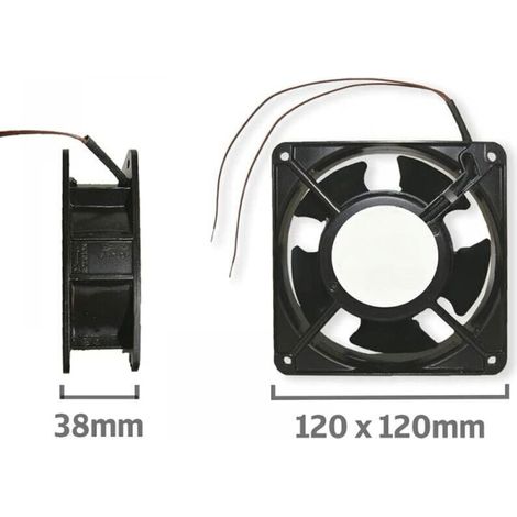 Ventilateur axial pour boîte de cheminée Insérable Haute température Pales en métal Silencieux Universel 120 x 120 x 38 mm TRIMEC