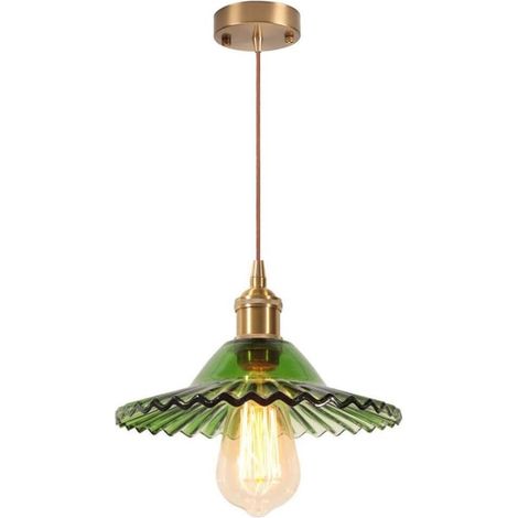 Axhup – Suspension luminaire vintage en verre E27 – Lustre rétro pour entrée, couloir, salon – Éclairage plafond vert – Design industriel (1/5)