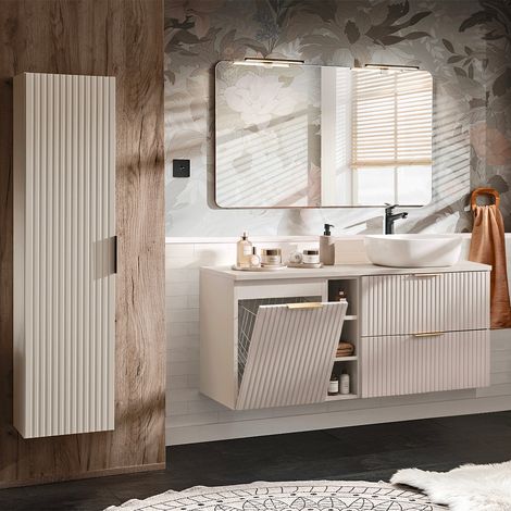 Set di mobili da bagno con lavabo Adriel cachemire 140cm (1/5)