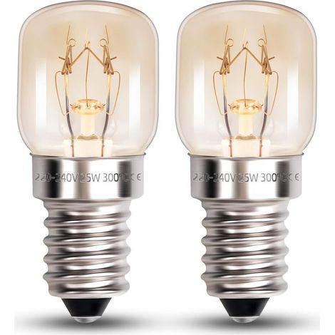 Ampoule de Four T22 E14 25W Blanc Chaud 2700k, AC 220-240V, jusqu'à 300°C, Lampe Four 25W Petit Culot, Ampoule pour Four Micro-Ondes, Lampe à Sel, Dimmable, lot de 2 (1/5)