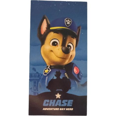 Toalla de baño/playa grande azul de Chase de Paw Patrol, 70 cm x 140 cm. (1/2)