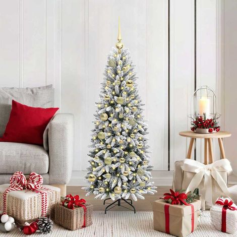 Künstlicher Weihnachtsbaum mit 150 LEDs mit Ständer Weiß 120 cm