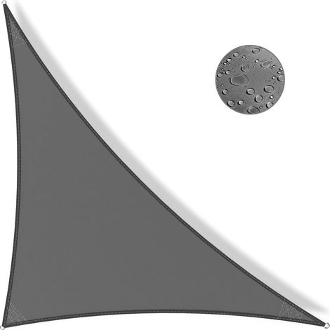 Voile d'ombrage imperméable, 3 x 4 x 5 m, gris foncé, auvent de jardin, auvent de jardin à angle droit, 3 cordes, bloque les UV, pare-soleil pour terrasse, abri de jacuzzi pour extérieur (1/5)