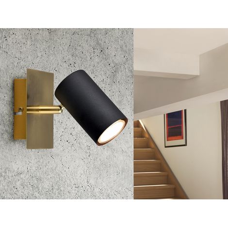 Wand- & Deckenstrahler MARLEY Metall Schwarz Gold, Breite 12cm