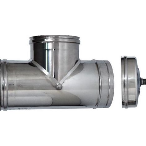 RACCORDO A T INOX AISI 316L PER STUFE + TAPPO Ø cm. 10 IDROWEB