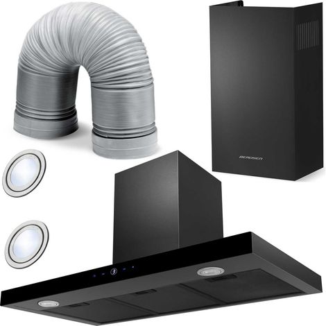 Cappa aspirante 90 cm nera – Potenza 100 W – 9 velocità – Illuminazione LED – Filtro antigrasso a 5 strati (1/5)