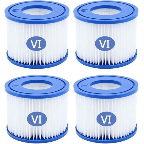 Set mit 4 Filtern des Typs VI für Spa und Jacuzzi - Kompatibel mit Coleman SaluSpa 90352E, Lay-Z Spa und Poolfiltern