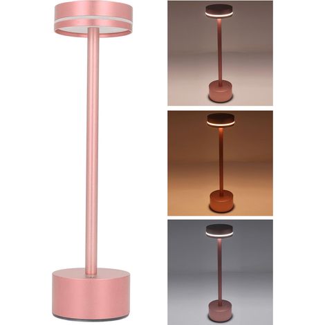 Wiederaufladbare, kabellose LED-Schreibtischlampe mit Touch-Steuerung und drei Farbtemperaturen. Ideal für Wohnzimmer, Büro, Schlafzimmer, Studentenwohnheim, Esszimmer und Camping. Roségoldene Ausführ (1/5)