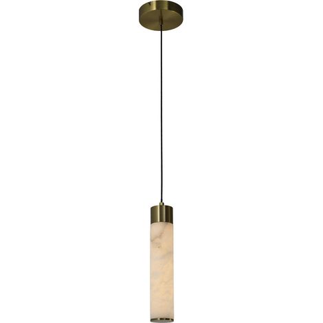 Suspension en albâtre au charme chic - blanc veiné et doré (1/3)