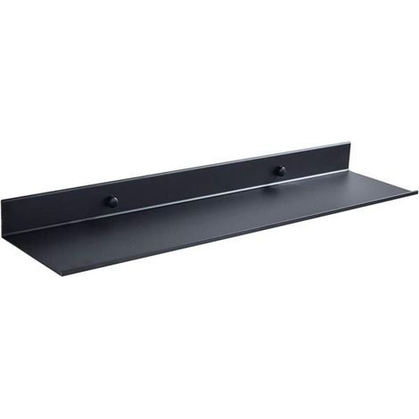 Black floating wall shelf 30 x 12 x 4 cm – Moisture-resistant aluminum – Easy installation with stainless steel fittings – For bathroom and kitchen (1/5)