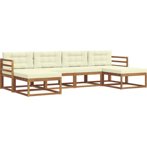 Outdoor Sofa Set with Cushion 6 pcs Natural and Cream vidaXL