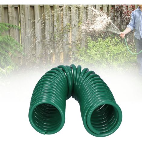 7,5 m langer, grüner, wiederbefüllbarer Kunststoff-Spiralschlauch (24,6 Fuß, 353 g, G1/2, G3/4) für Autowäsche und Gartenbewässerung mit Schnellkupplungen [Schlauch] [Garten]