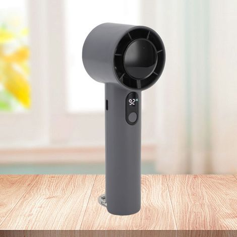 Tragbarer, wiederaufladbarer Ventilator mit Digitalanzeige, 5 Geschwindigkeitsstufen, Mini-Format, aus schwarzem ABS-Kunststoff (1/5)