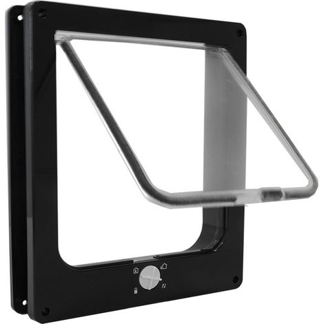 Puerta para gatos 25x29x 5,5 cm - Negra - 4 posiciones de cierre