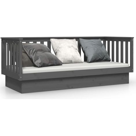 Maison Exclusive - Sofá cama madera maciza de pino gris 75x190 cm (1/5)