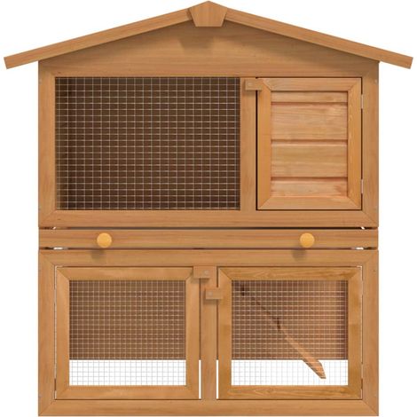 INLIFE Clapier d'extérieur Enclos pour petits animaux 3 portes Bois (1/5)