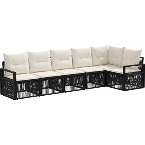 Gartensofa-set 6 pcs Schwarz Poly-Rattan vidaXL