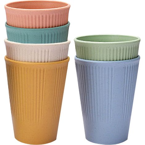 Tasse Paille De Blé - 350 Ml - Réutilisable Écologique Pour Café Thé Eau Gargarisme - Lot De 6 (1/5)