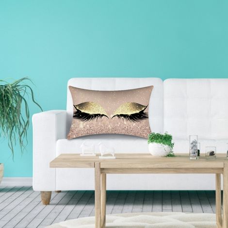 Housse de coussin 30x50 cm motif cils scintillants pour canapé lit voiture coussin de taille lot de 1 (N) (1/2)