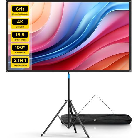 100 Gris 16:9 Écran Videoprojecteur Trépied Rollable Portable (1/5)