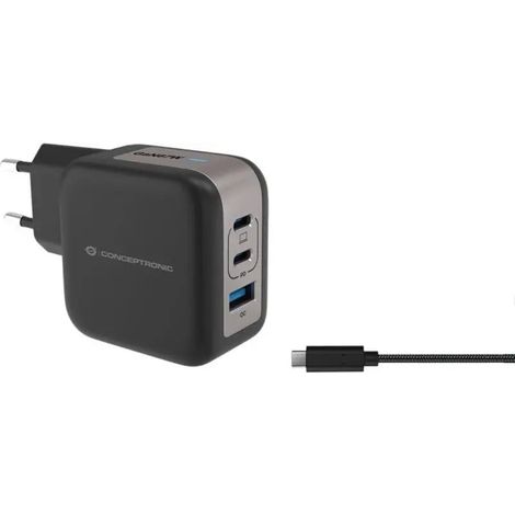 [NEUWERTIG] B-Ware Conceptronic Ladegerät Netzteil Usb Ladeadapter Schwarz 3 Port 150 Cm Kabel