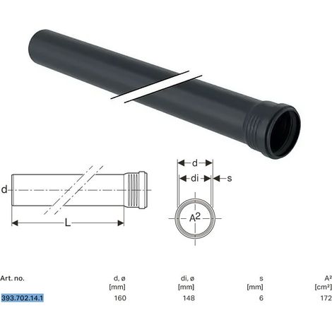 Tubo Geberit Silent-Pro con 1 bicchiere ø160 L.500 mm 393.702.14.1