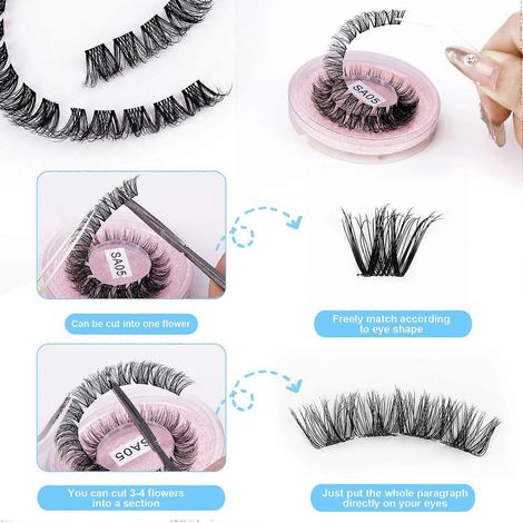 Z'LRAQI BEAUTY DIY Segment Falsche Wimpern Wimpernbüschel Kostenlos Zuschneiden Einzelne künstliche Wimpern C Cu