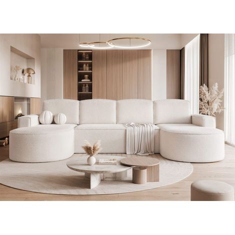 Wohnlandschaft mit Schlaffunktion Sofa ARLET in Stoff Abriamo Creme