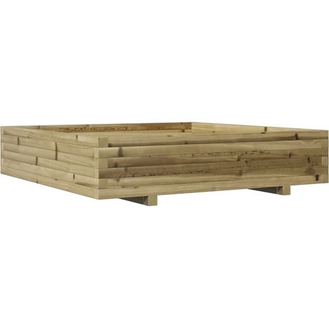 Vassoio per fioriera aiuola rialzata piante fiori terrazza giardino 110 x 110 x 26,5 cm legno di pino impregnato marrone 020037301