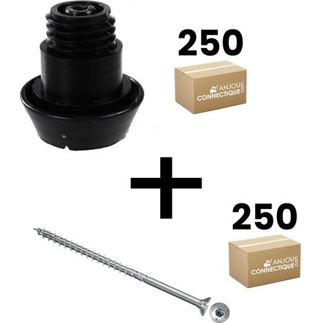 Lot de 250 supports de rail réglable 15/32 mm SIXBOX + 250 vis bois Ø5,0x60 mm tête fraisée TX - Sixbox (1/5)
