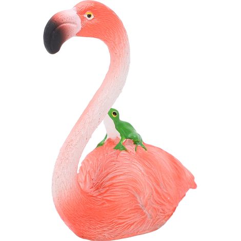 Statue de flamant rose en résine, style tropical, plumage rose, ornement décoratif pour bureau (1/5)