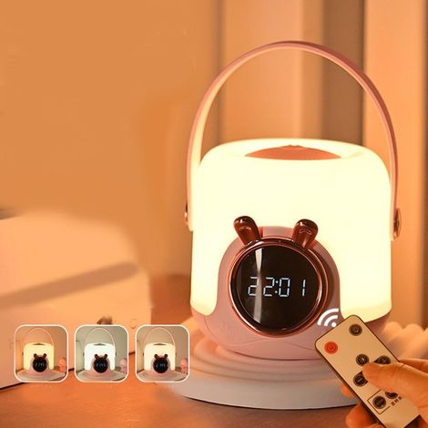 Veilleuse réveil tactile, lampe à intensité variable rechargeable, 3 températures de couleur, lampe de table portable, 10,6 x 15,4 cm (1/5)