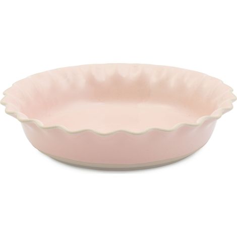 Jamie Oliver Big Love Proper - Assiette à gâteau, rose, ronde, de gres tachetée avec des bords festonnés pour la cuisson, du four à la table, lave-vaisselle, micro-ondes, 28 x 6 cm