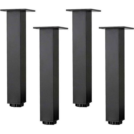 Ensemble de 4 pieds de meuble réglables en hauteur en aluminium pour table basse, canapé, noir avec vis (35 cm/13,8 po) (1/4)