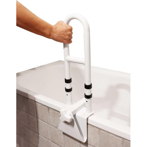 Barre D Appui Baignoire - 1 Unité - Acier Laqué Blanc - Réglable Sans Percage - Senior Et Mobilité Réduite - 5 À 14 Cm (1/5)