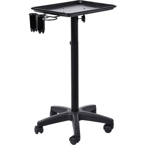 Support professionnel de coiffure et de coloration, chariot de beauté avec support pour sèche-cheveux, noir. (1/5)