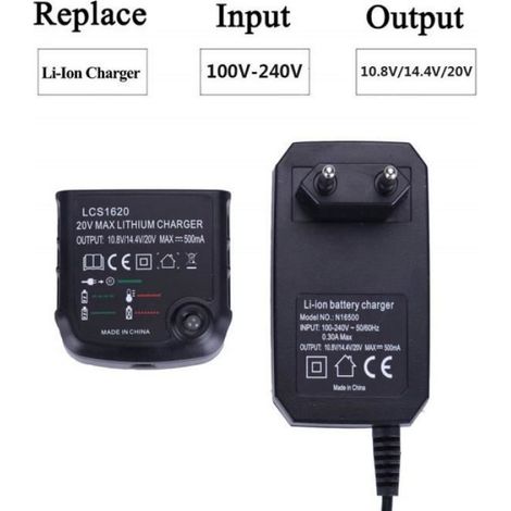 Chargeur de batterie - Black & Decker LCS1620 - 14.4V - 20V - Li-ion - 500mA (1/4)