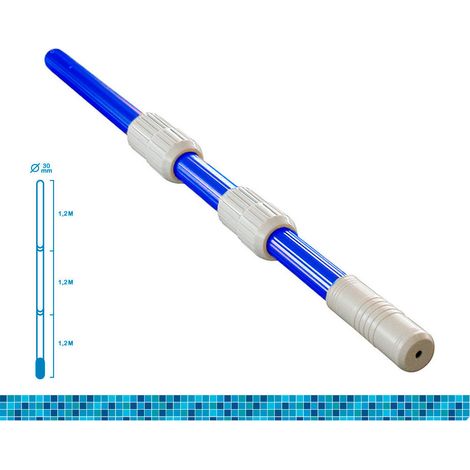 Teleskopstange ø41mm, 3-teilig, Gesamtlänge 1,20 m, ausgezogen 3,6 m (gefaltet 1,3 m), mit Aluminiumrohr EDM 0,30 mm