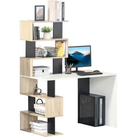Scrivania da Ufficio 120x60x148 cm con Libreria in Legno Multicolore (1/5)
