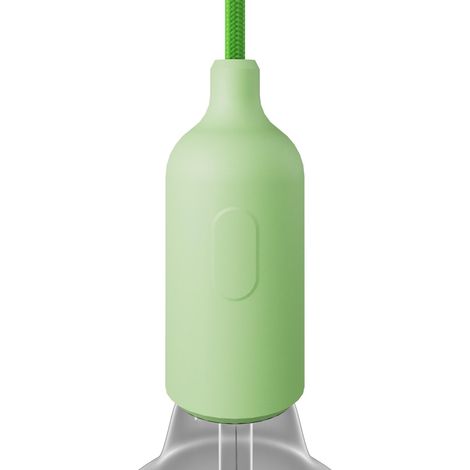 Kit portalampada E27 in silicone con interruttore e serracavo nascosti Verde prato (1/5)